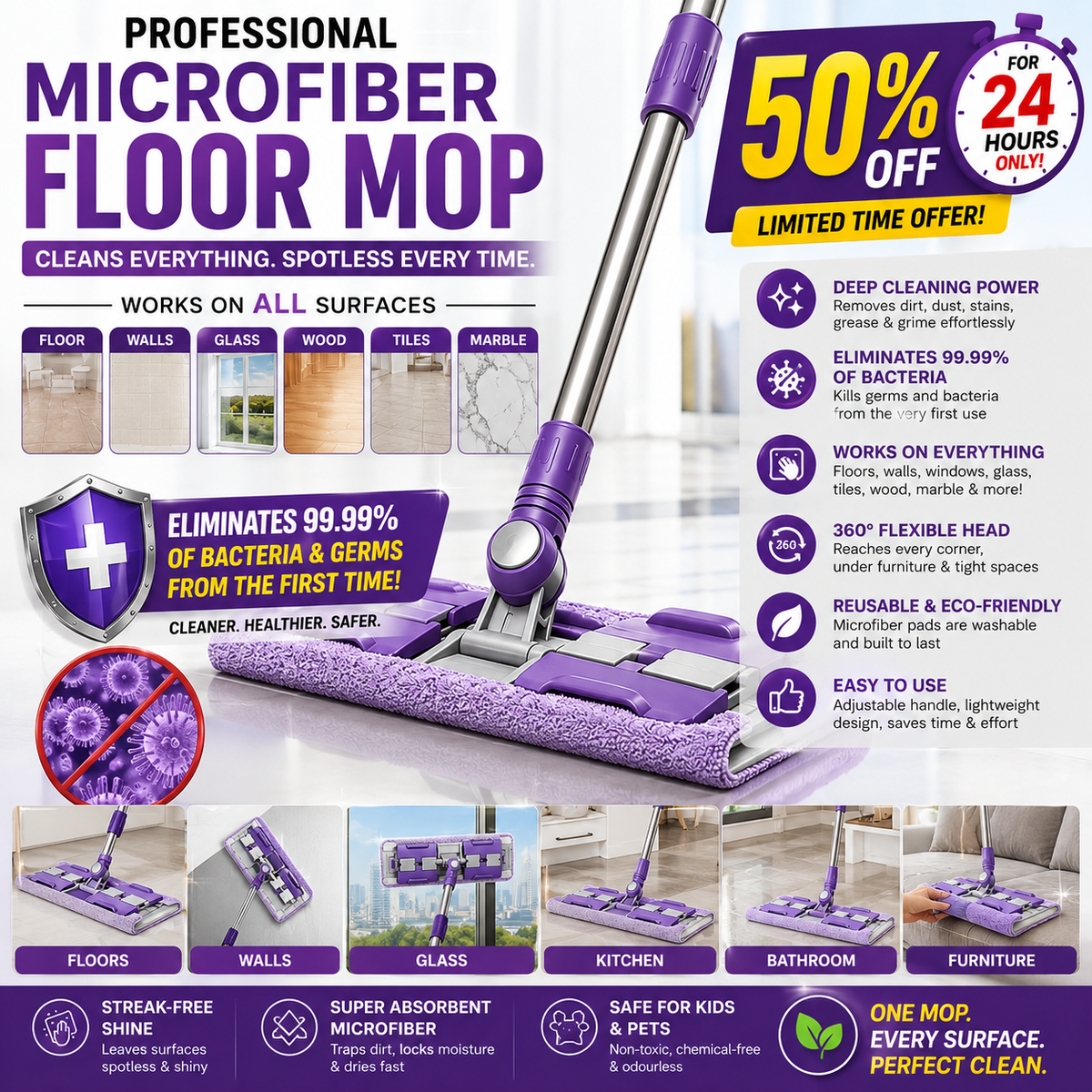 OneStop™ Microfiber Mop