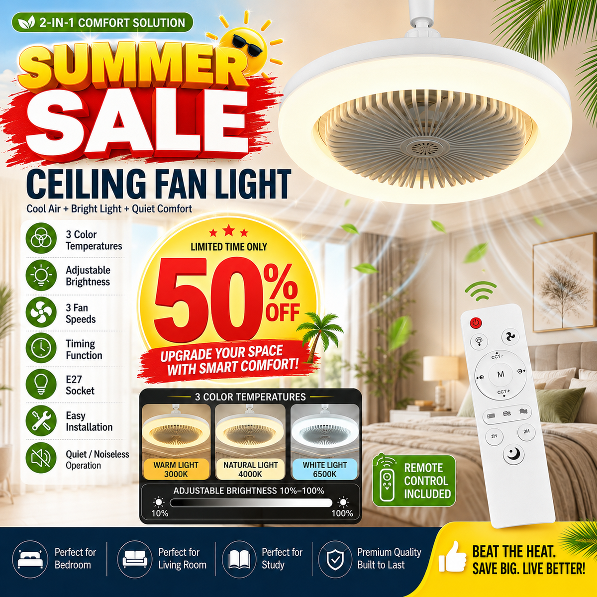 OneStop™ Ceiling Fan With Light